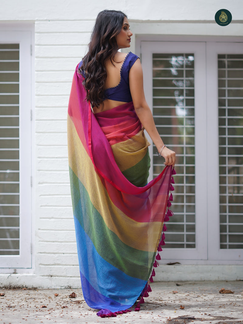 Mul Cotton Saree Rainbow Series - Creamy Confections