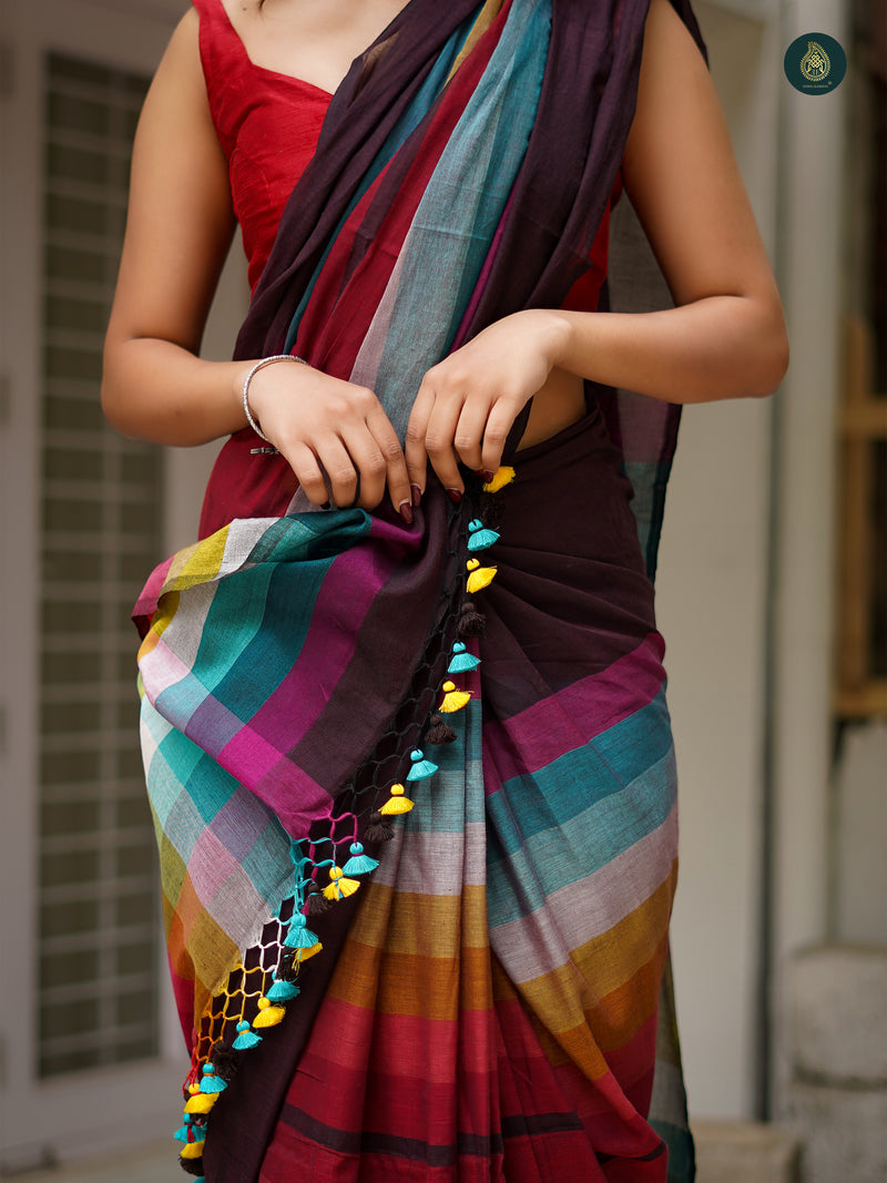 Mul Cotton Saree Rainbow Series - Chilled Artistry