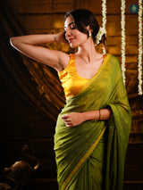 Juniper Green Sequin Mul Cotton Saree