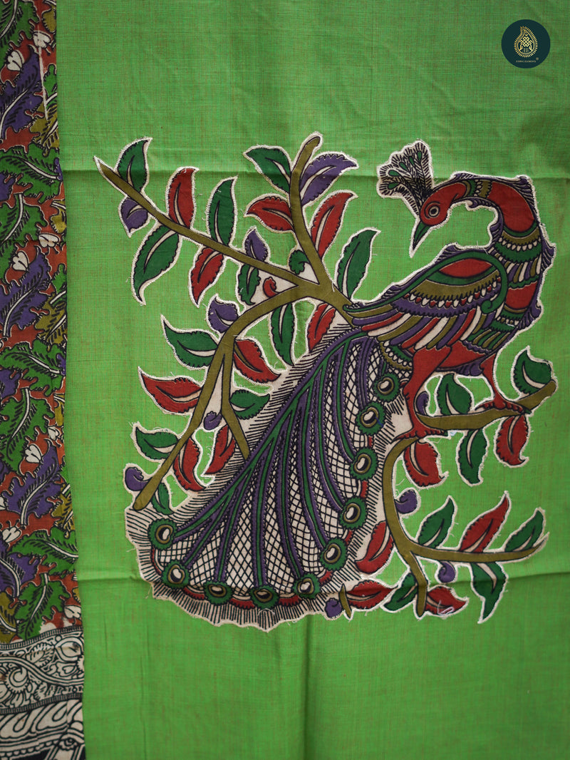 Parakeet Green Kalamkari Hand Block Suit Set