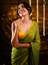 Juniper Green Sequin Mul Cotton Saree