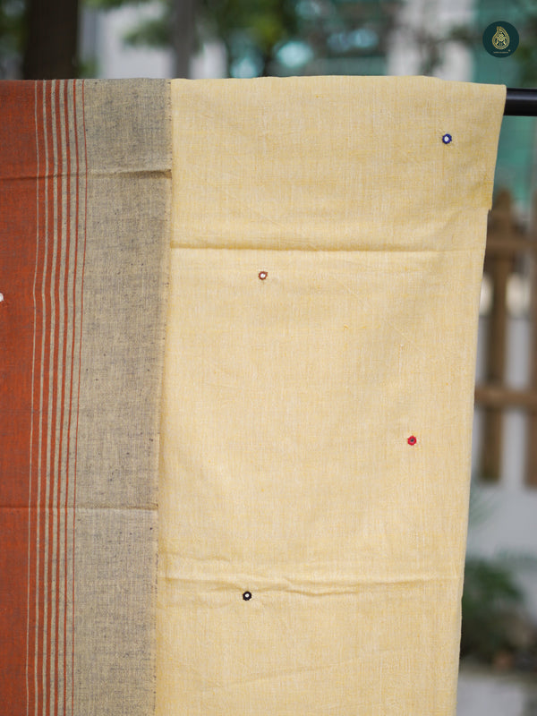 Handloom Bhujodi Kala Cotton - Mellow Orange