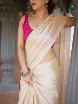 Oyster Mul Cotton Tissue Saree