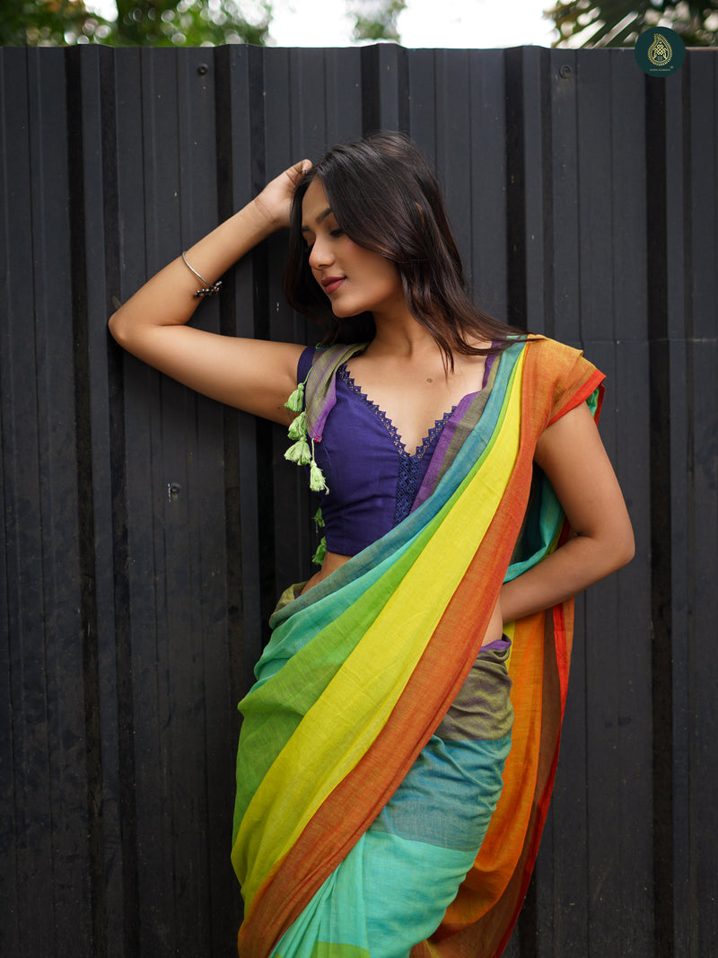 Mul Cotton Saree Rainbow Series - Handcrafted Delights