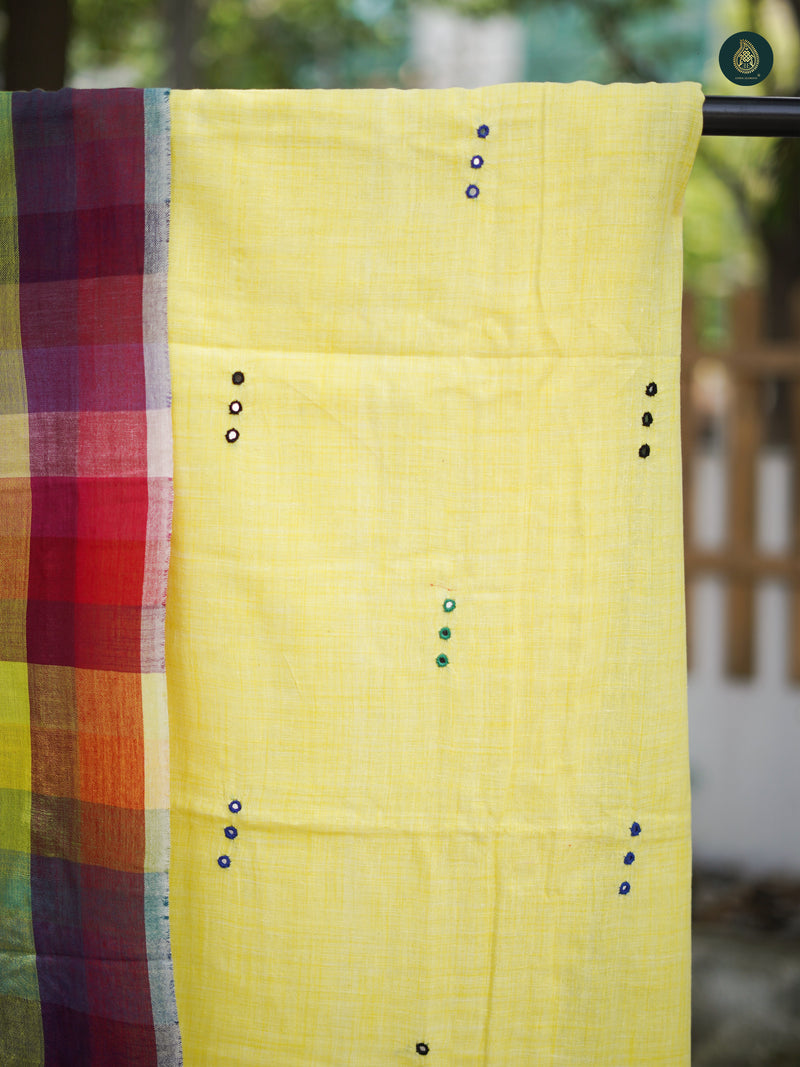 Handloom Bhujodi Kala Cotton - Yellow