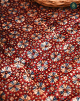 Ajrakh Velvet Sparkle Phool Maroon