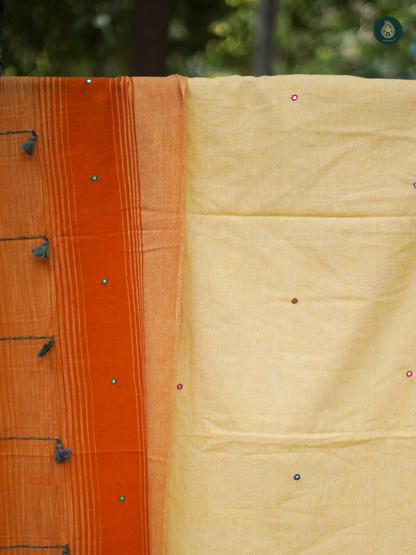 Handloom Bhujodi Kala Cotton - Orange