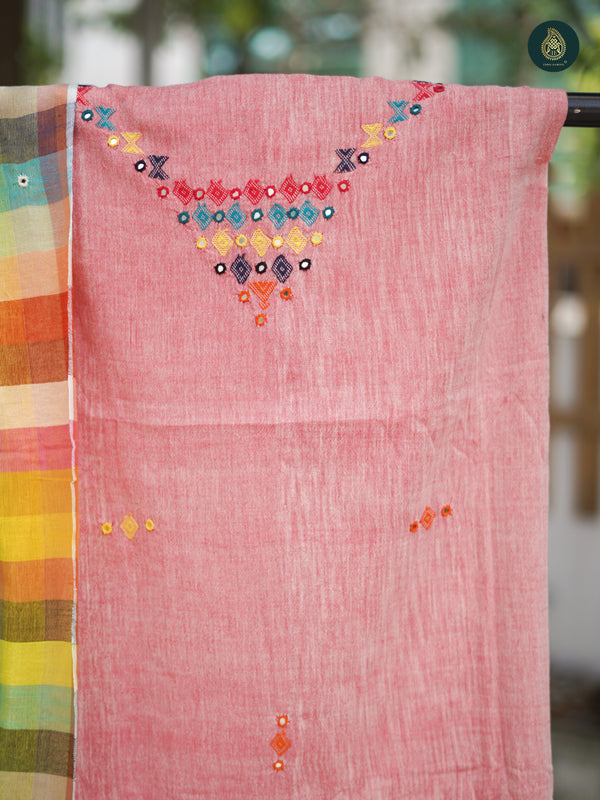 Handloom Bhujodi Kala Cotton - Light Pink