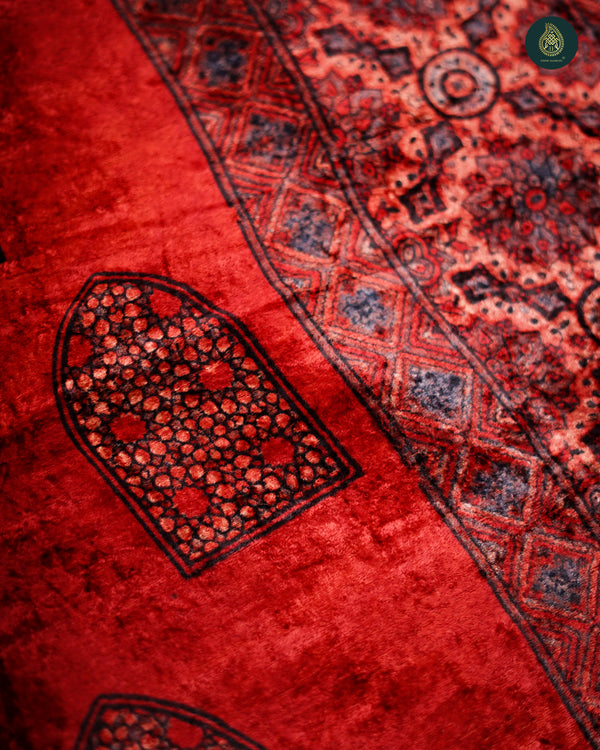 Ajrakh Velvet Antique Sangria Red