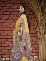 Bumblebee Yellow Silk Kurta & Bottom Suit ( 3 Piece Set )