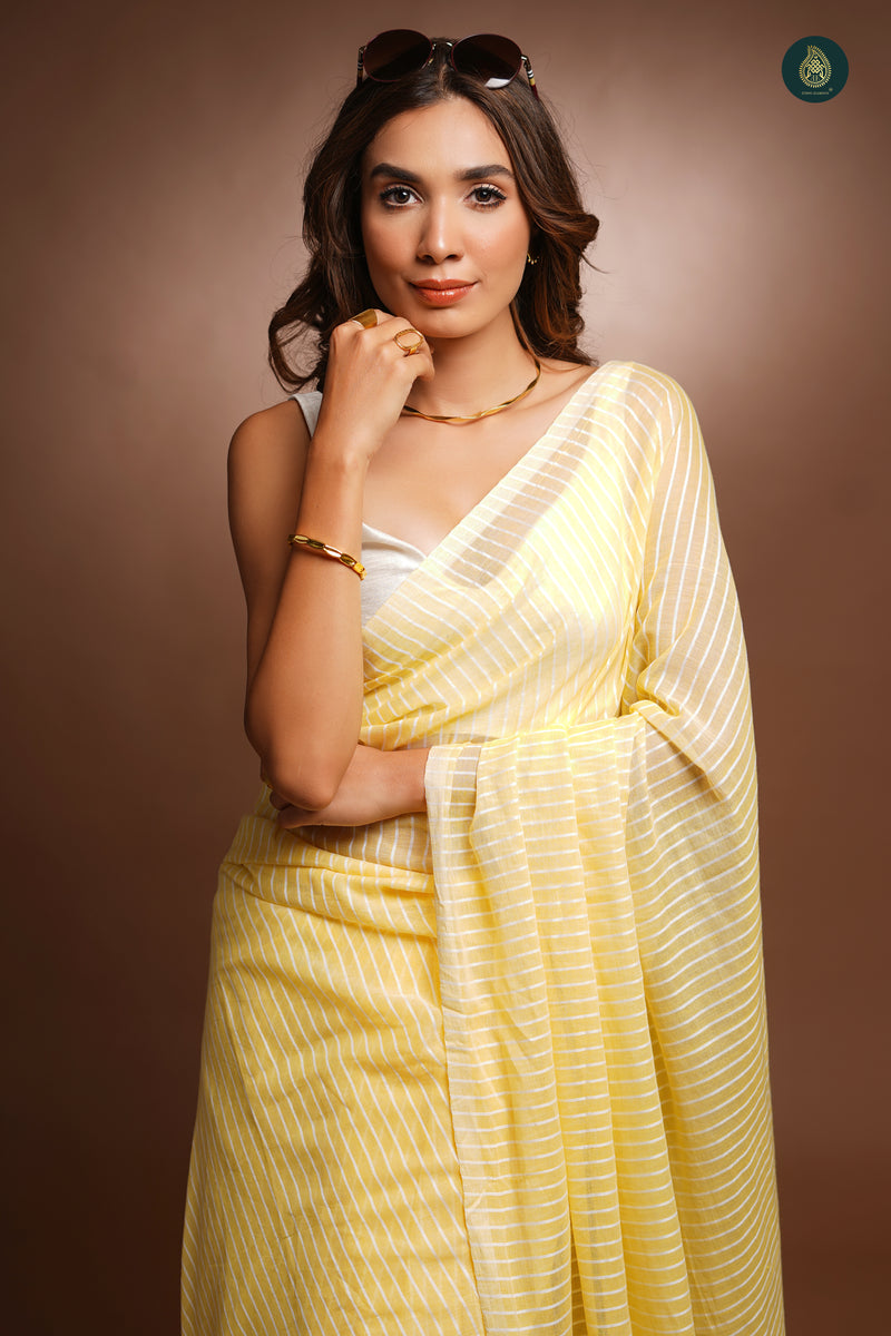 Woven Mul Cotton Saree - Gypsy Soul