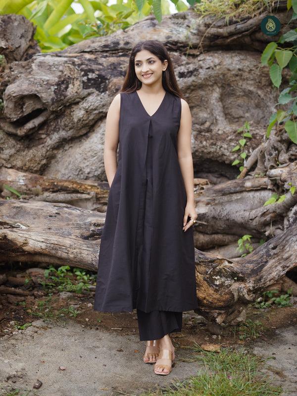 Stitched Suit Cotton Silk Kurta & Bottom Jade Black ( 2 Piece Set )