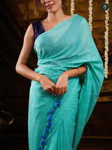 Oxfo Blue Sequin Mul Cotton Saree