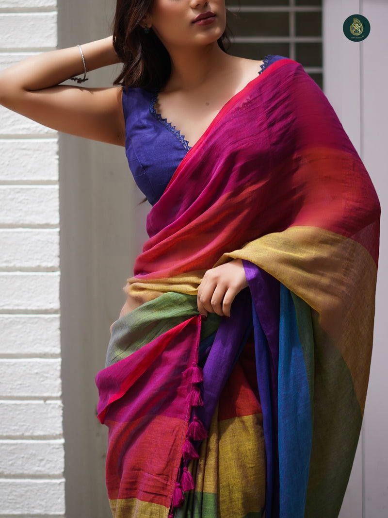 Mul Cotton Saree Rainbow Series - Creamy Confections