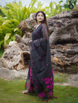 Jade Black Silk Kurta & Bottom Suit ( 3 Piece Set )