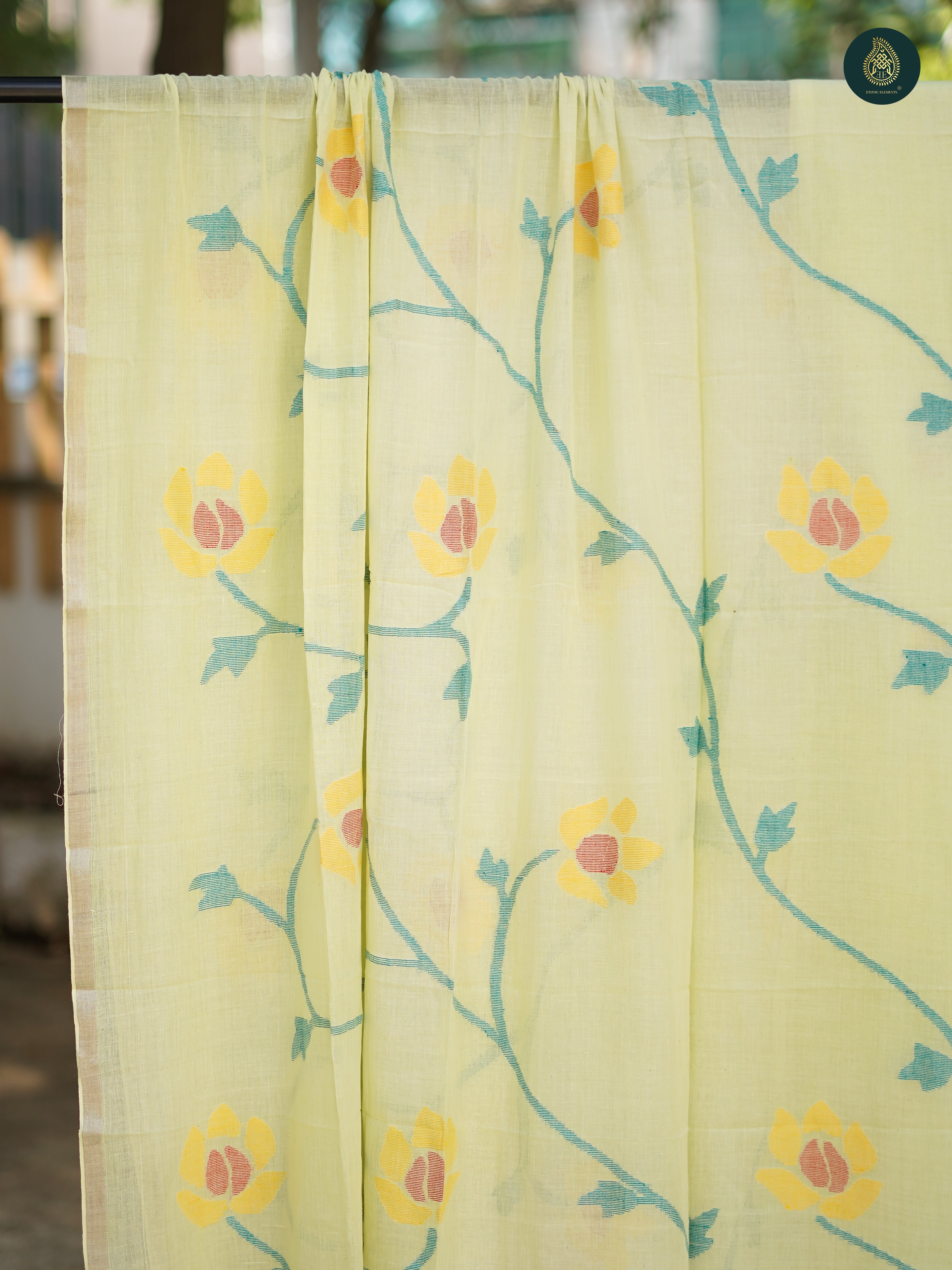 Linen Jamdani Suit Fabrics - Green