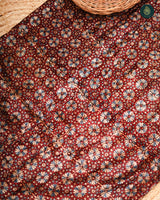 Ajrakh Velvet Sparkle Phool Maroon