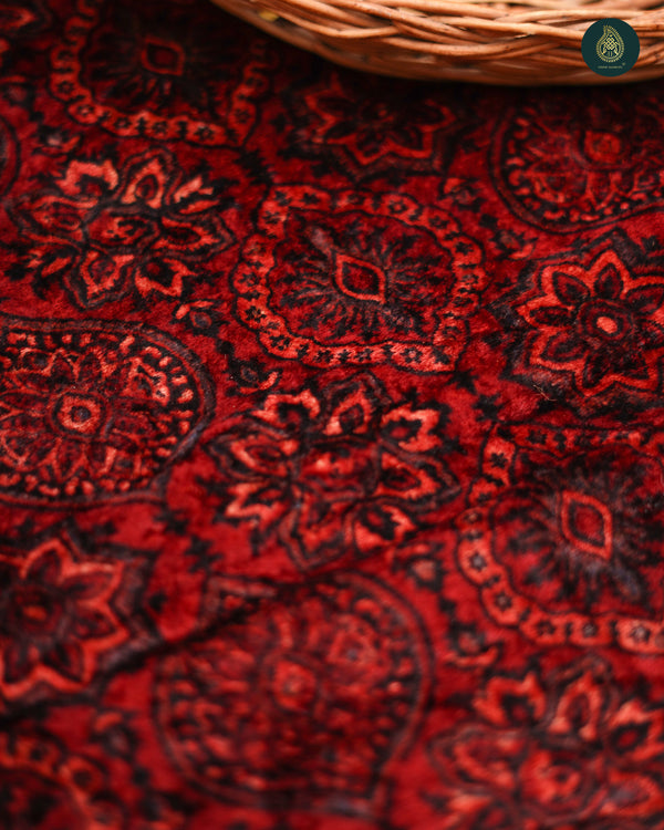 Ajrakh Velvet Vintage Mandala Rich Red