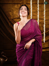 Orchid Purple Sequin Mul Cotton Saree