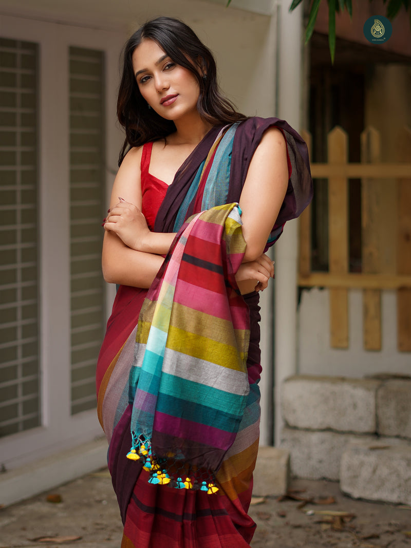 Mul Cotton Saree Rainbow Series - Chilled Artistry