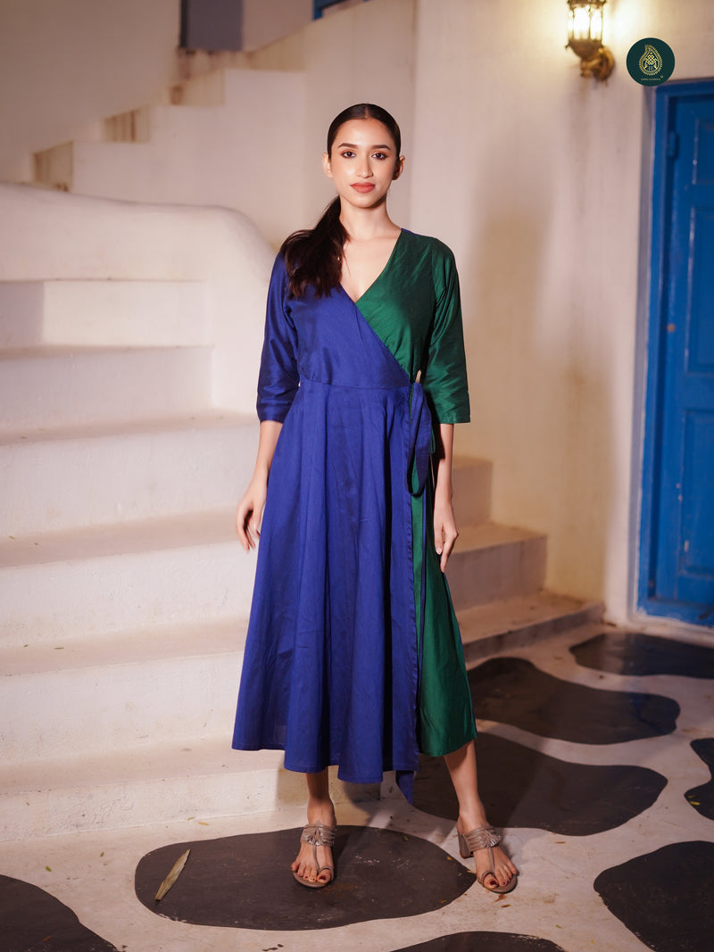 Blue & Green Color Block Dress