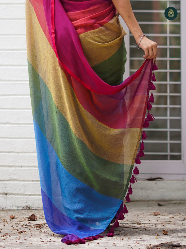 Mul Cotton Saree Rainbow Series - Creamy Confections