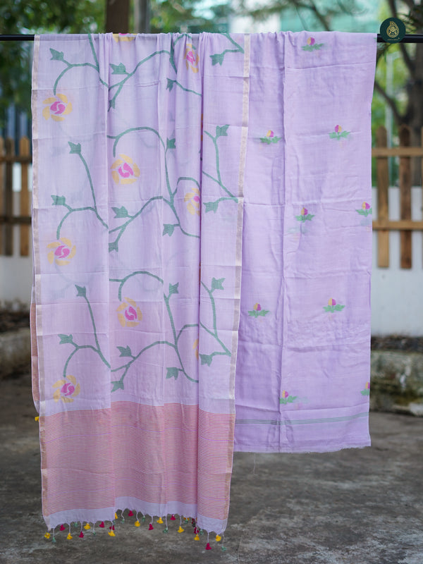 Lilac Floral Joy Jamdani Cotton Suit