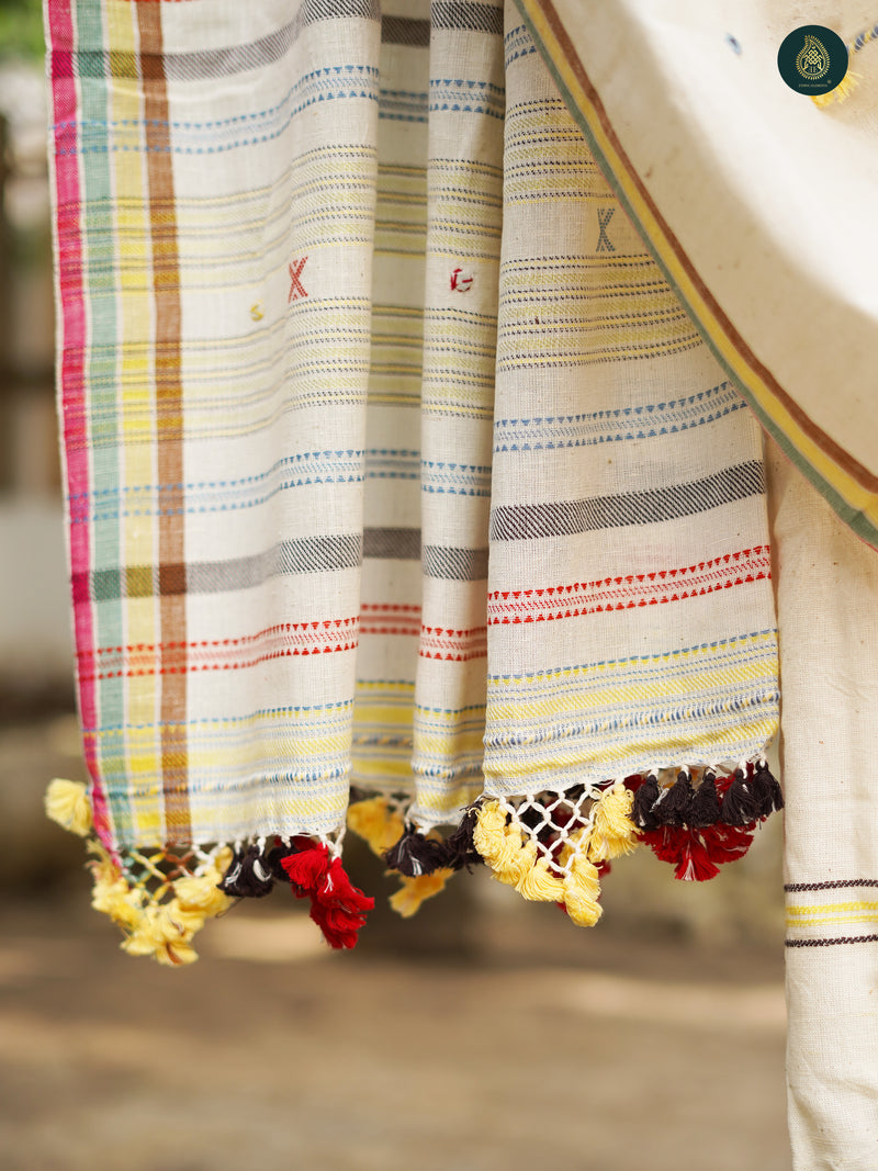 Handloom Bhujodi Kala Cotton - Procelein White