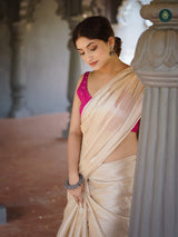 Oyster Mul Cotton Tissue Saree