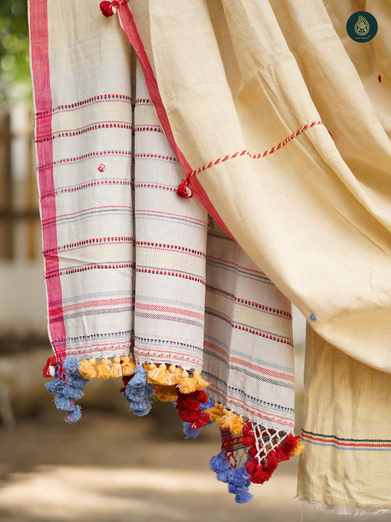 Handloom Bhujodi Kala Cotton - Flowrel White