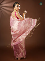 Handloom Mul Cotton Tissue Saree - Pinklicity