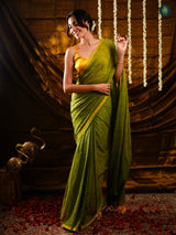 Juniper Green Sequin Mul Cotton Saree