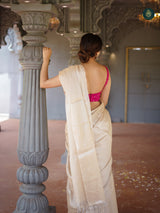 Oyster Mul Cotton Tissue Saree