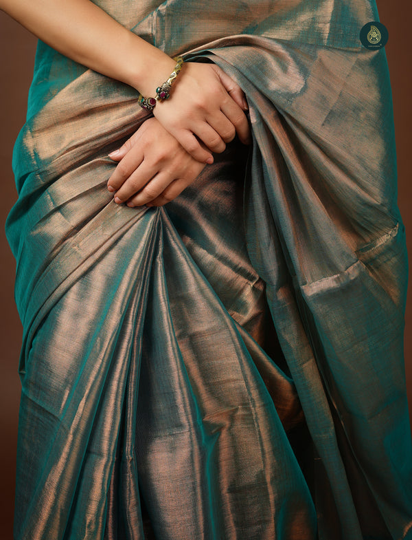 Handloom Mul Cotton Tissue Saree - Frozen Frenzy