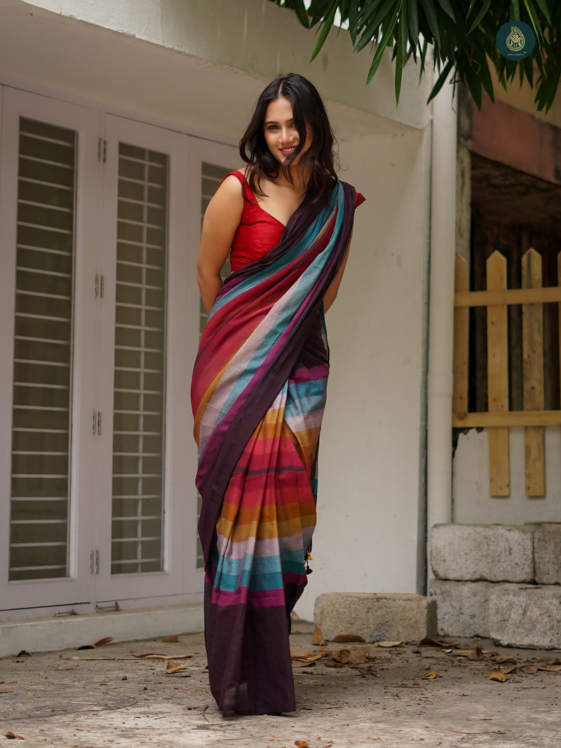 Mul Cotton Saree Rainbow Series - Chilled Artistry