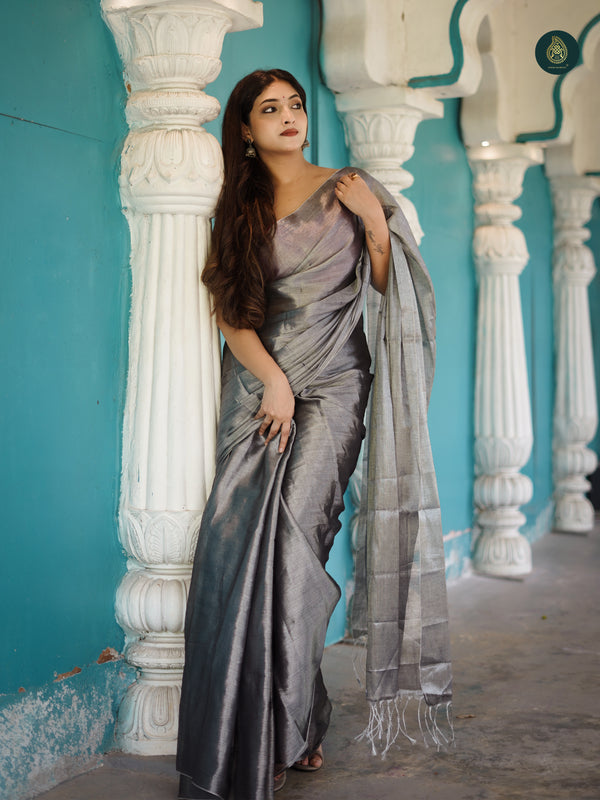 Evening Dove Mul Cotton Tissue Saree