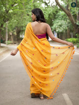 Tuscan Yellow Mul Mul Cotton Solid Saree