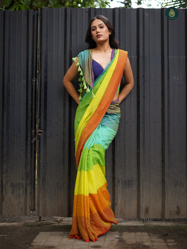 Mul Cotton Saree Rainbow Series - Handcrafted Delights