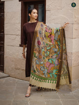 Umber Brown Silk Kurta & Bottom Suit ( 3 Piece Set )