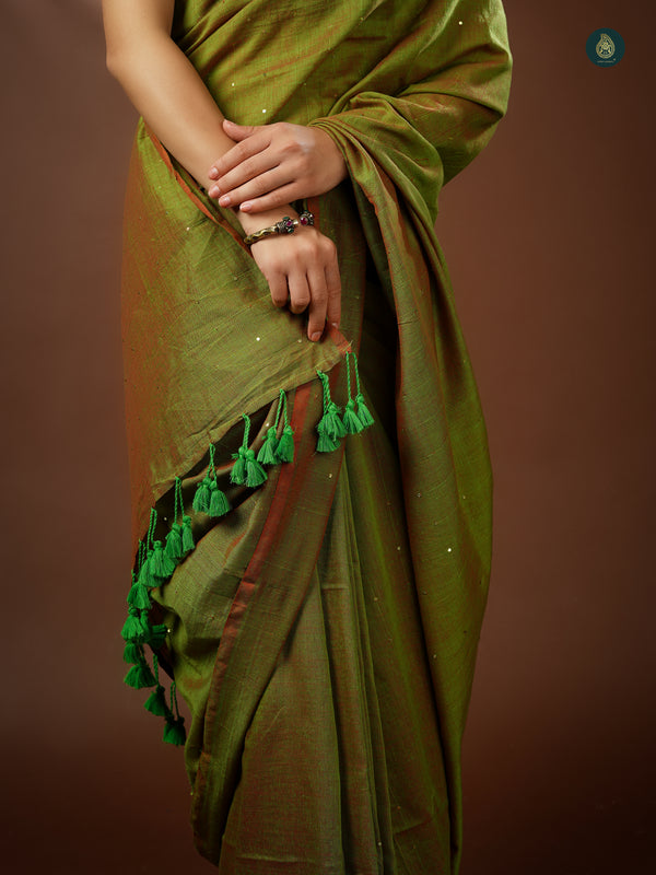 Mul Cotton Saree - Almond Joy