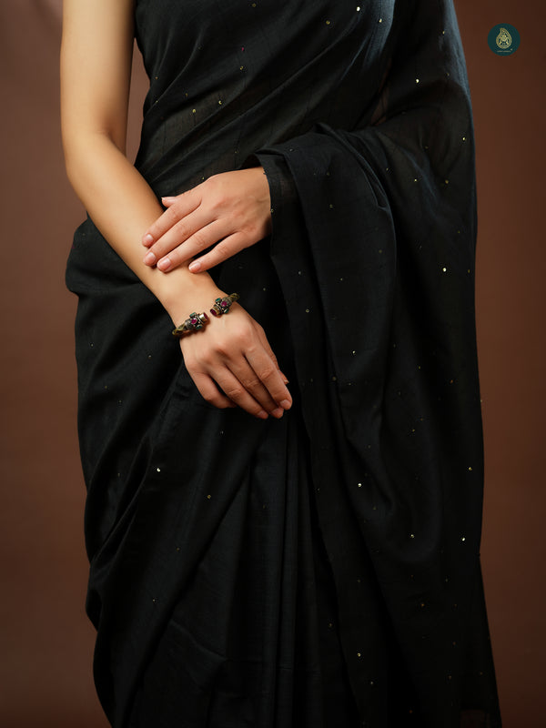 Mul Cotton Saree - Licorice