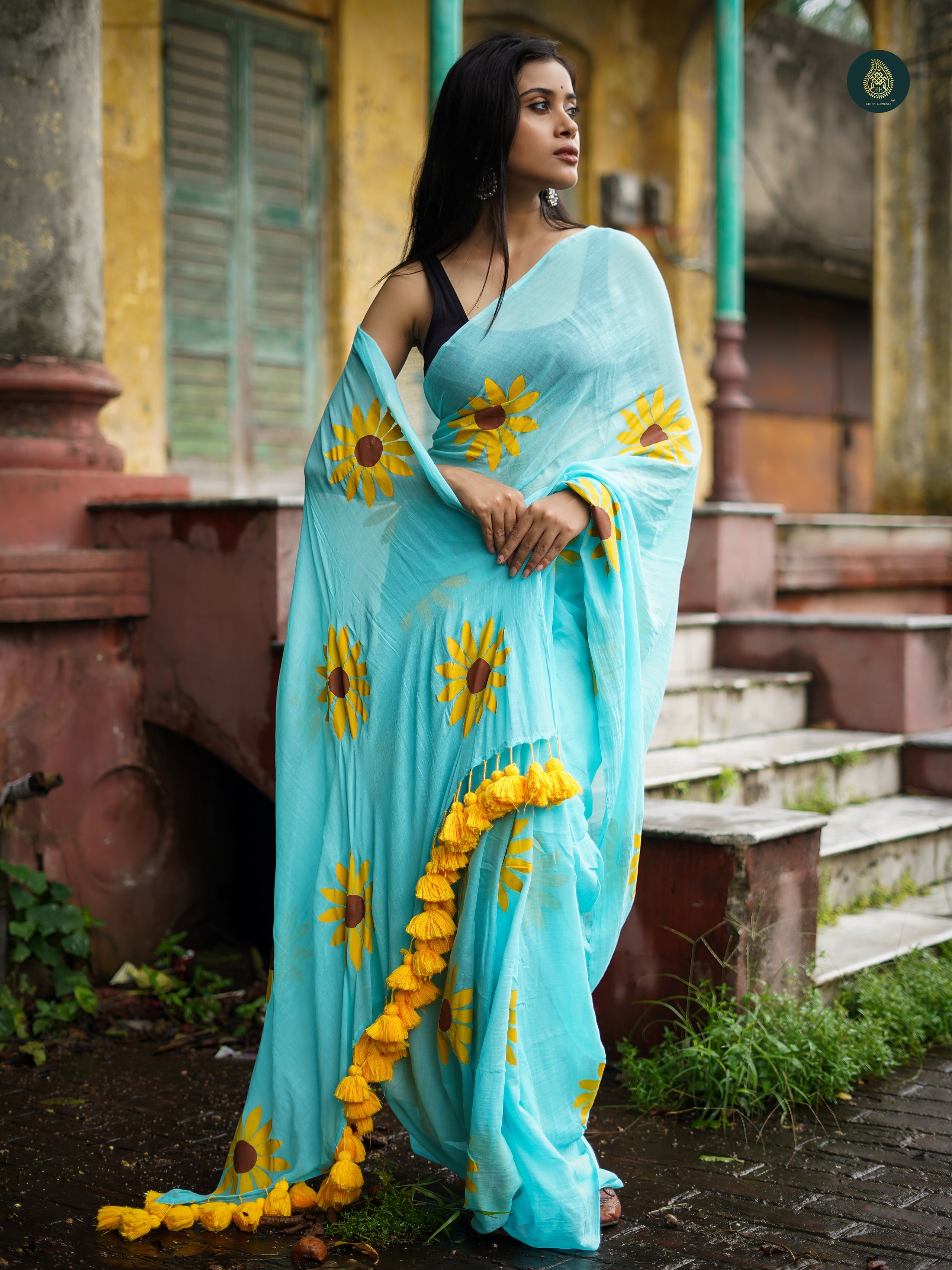 Gulbahar Handpainted Mulmul Cotton Saree