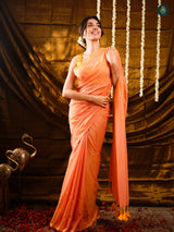 Apricot Orange Sequin Mul Cotton Saree