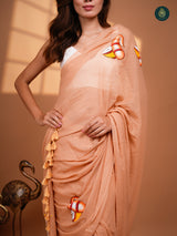 Palermo Pink Hand Painted Mul Cotton Saree