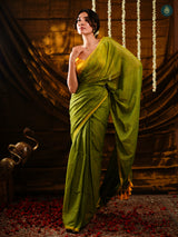 Juniper Green Sequin Mul Cotton Saree