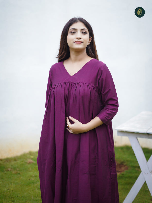 Stitched Suit Cotton Silk Kurta & Bottom Mauve ( 2 Piece Set )