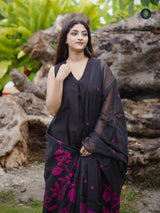 Jade Black Silk Kurta & Bottom Suit ( 3 Piece Set )