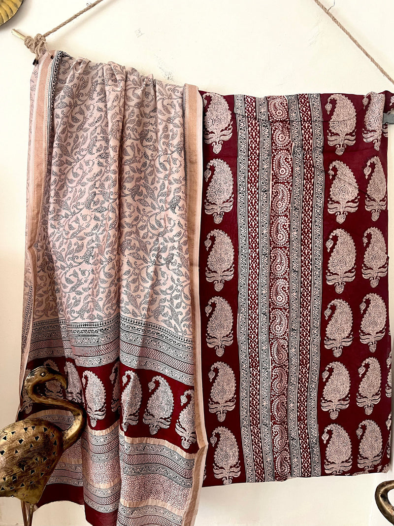 Bagh Print Maheshwari Suit Set - Not Just Wild