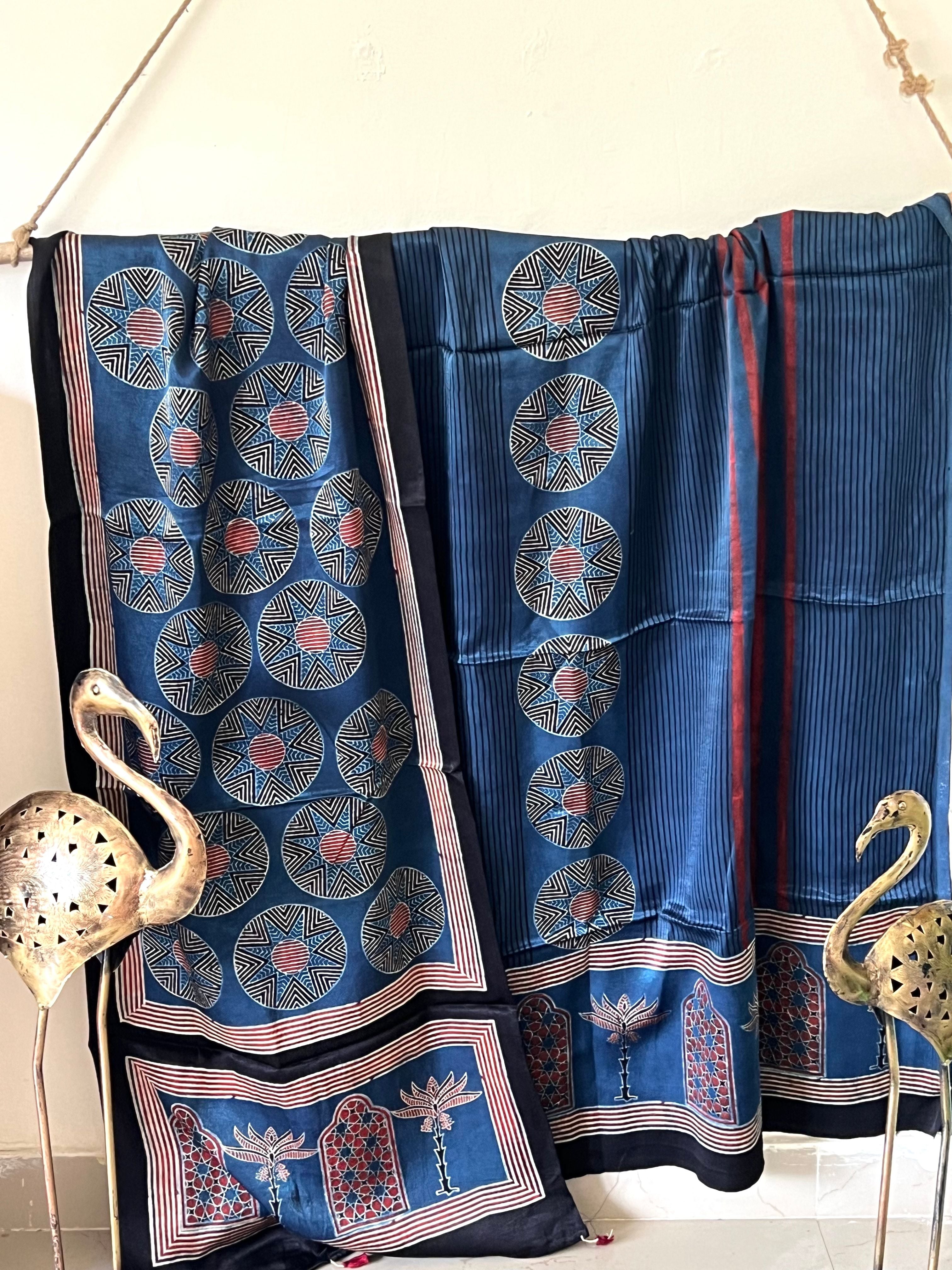 Mashru Silk Ajrakh Suit Set