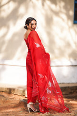Muslin Jamdani Suit Set- Stunning Red